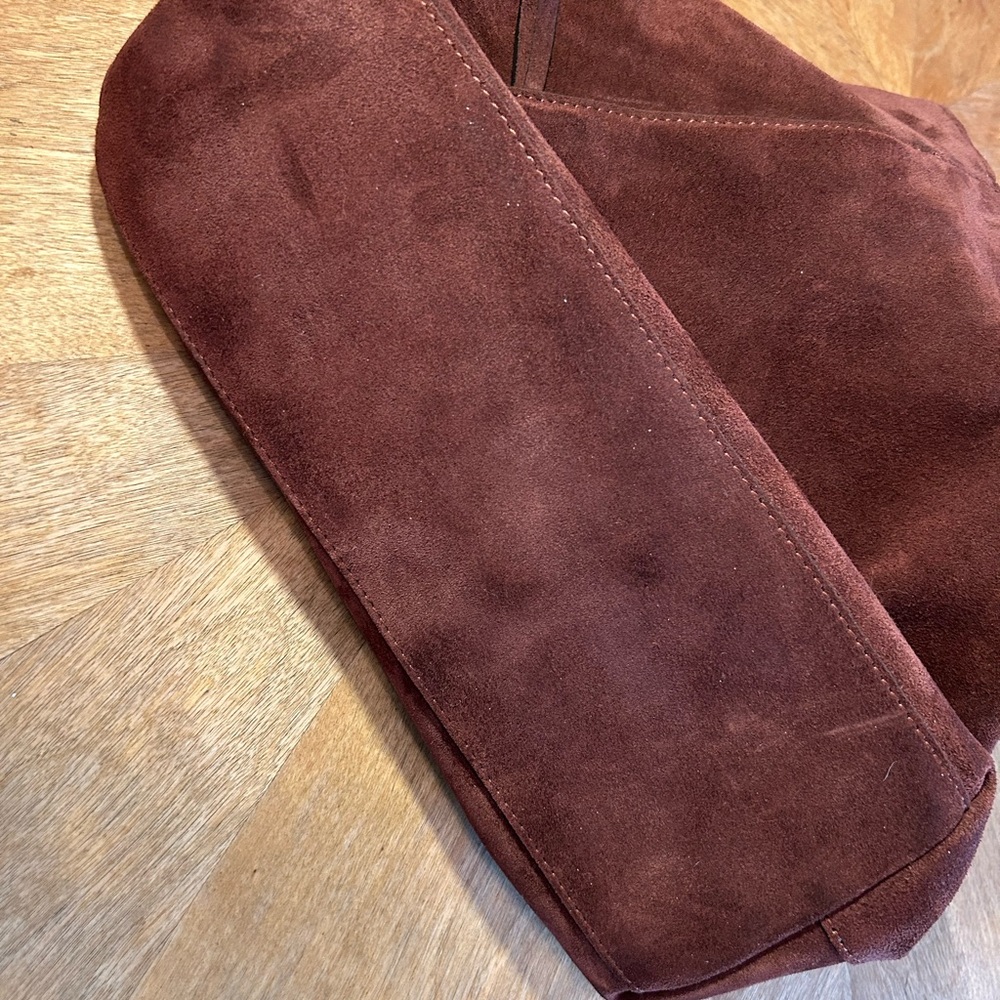 Sundance Origami Italian Suede Bag -  Brown, zip pockets inside and out. EUC - Picture 10 of 13